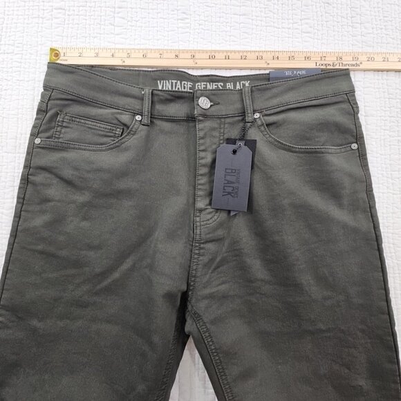 Vintage Genes Black Jeans Men's 36x32 Green French Terry Denim Stretch NWT NEW - Picture 5 of 16